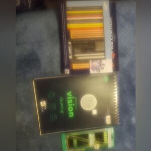 Artists sketching set and drawing book and more sketching pencils.